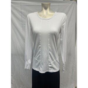Terramar Hottotties Womens White Performance Top L Long‎ Sleeve with Thumb Hole